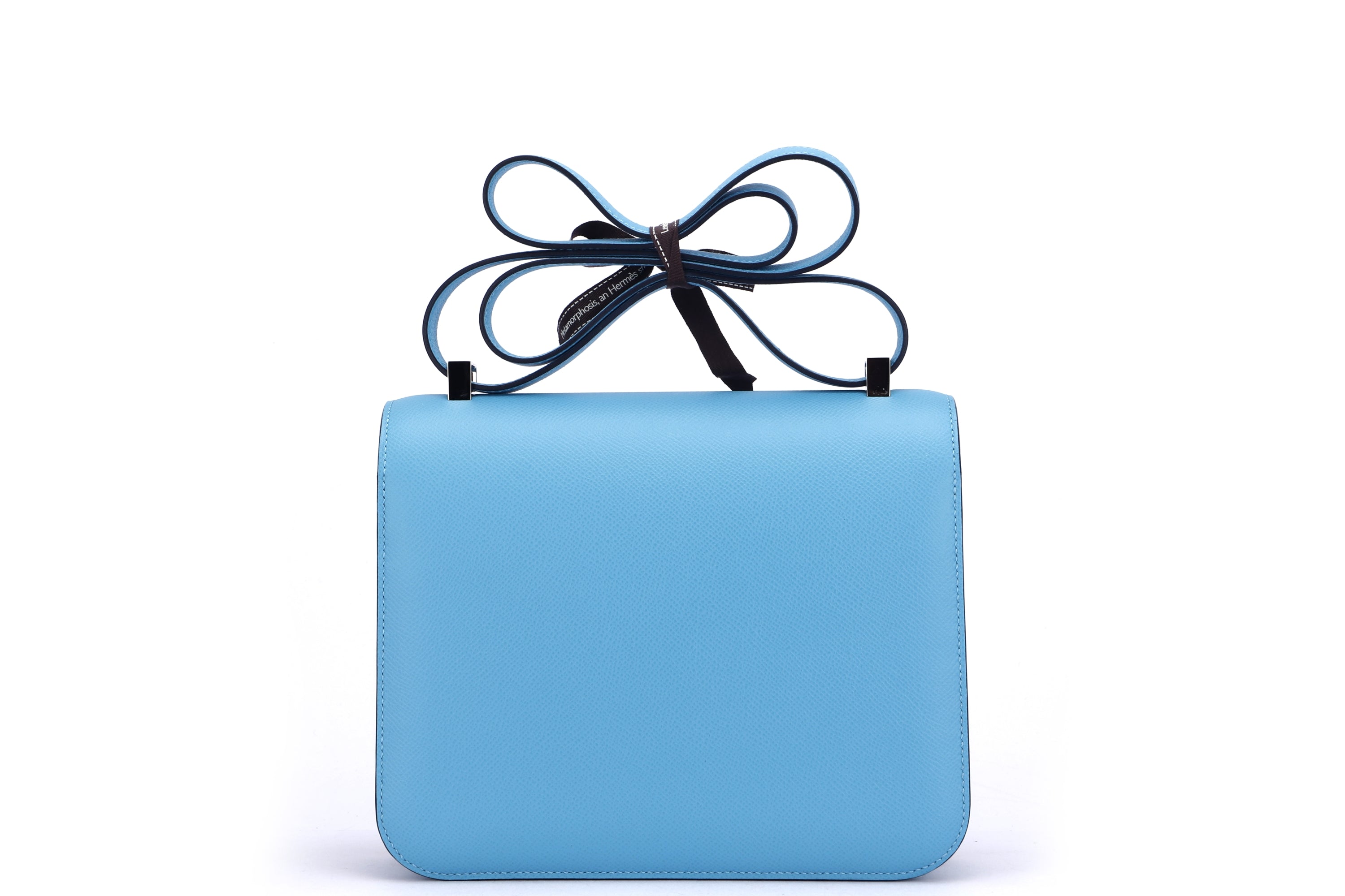 HERMES CONSTANCE 24 (STAMP D) BLUE EPSOM LEATHER RED ENAMEL HARDWARE, WITH DUST COVER & BOX