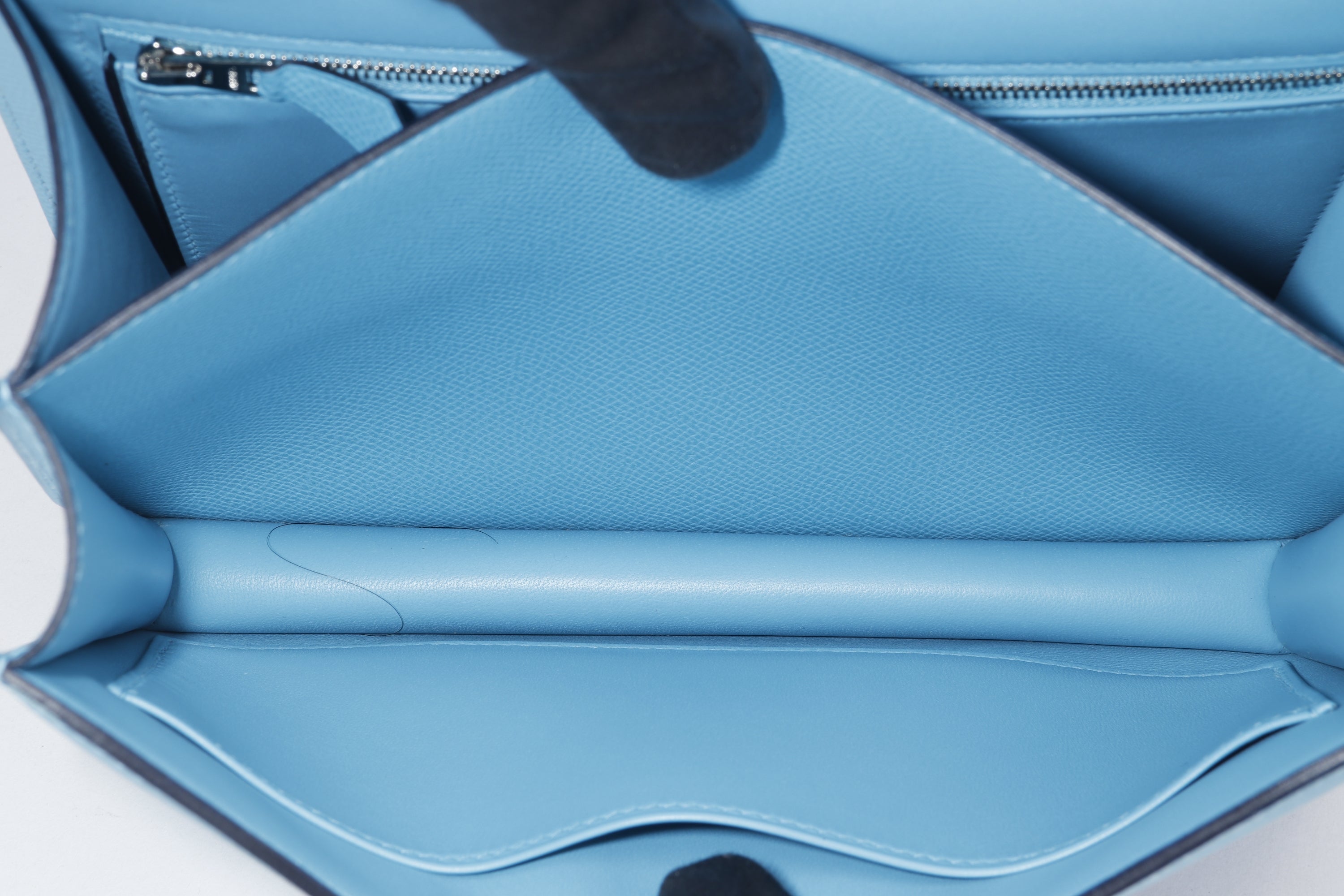 HERMES CONSTANCE 24 (STAMP D) BLUE EPSOM LEATHER RED ENAMEL HARDWARE, WITH DUST COVER & BOX