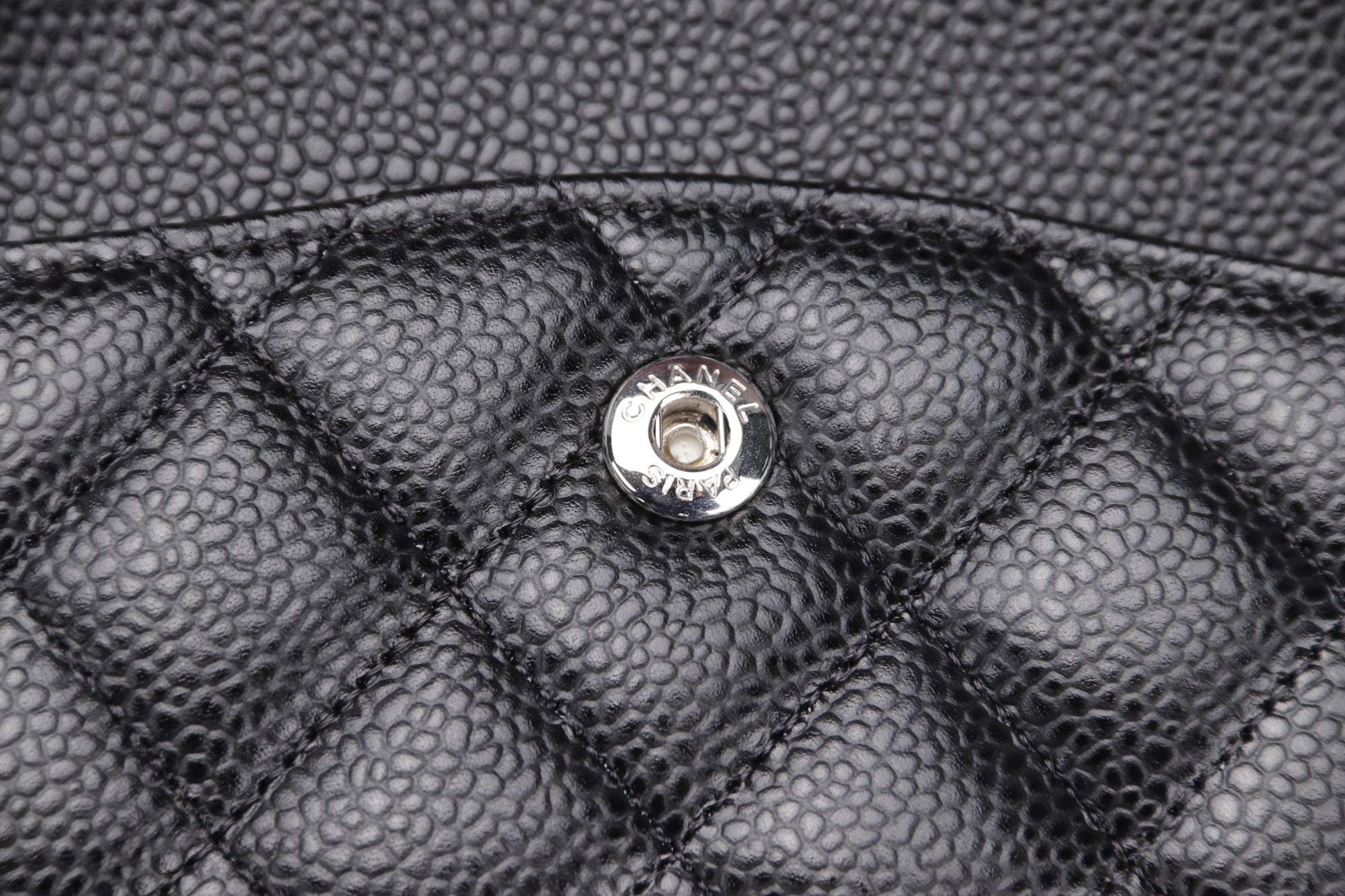 Chanel Classic Flap (2676xxxx) Medium Size Black Caviar Leather, Silver Hardware, with Card, Dust Cover & Box