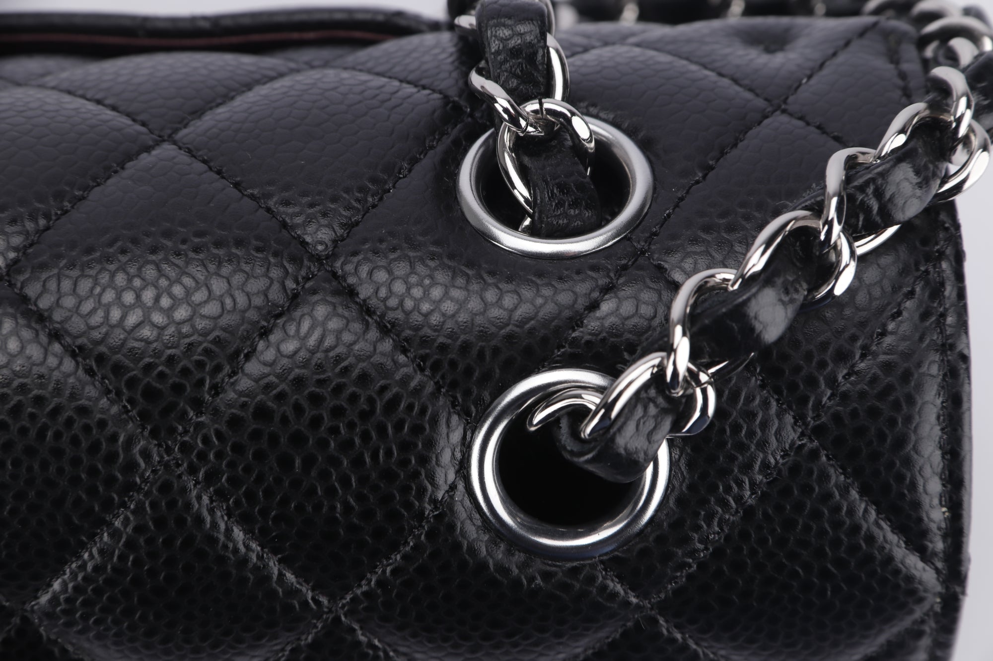 Chanel Classic Flap (2676xxxx) Medium Size Black Caviar Leather, Silver Hardware, with Card, Dust Cover & Box