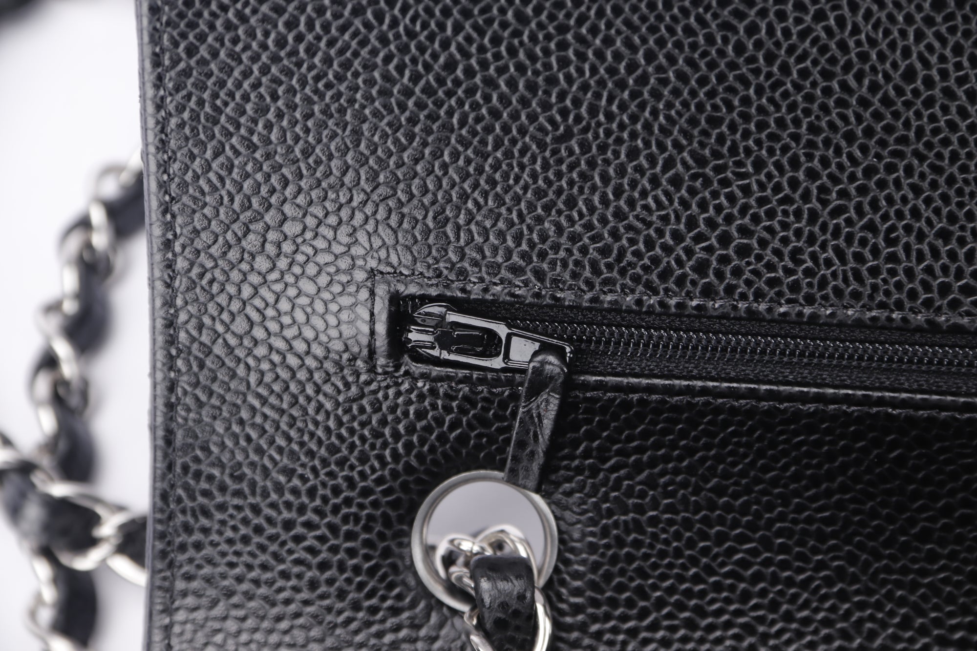 Chanel Classic Flap (2676xxxx) Medium Size Black Caviar Leather, Silver Hardware, with Card, Dust Cover & Box