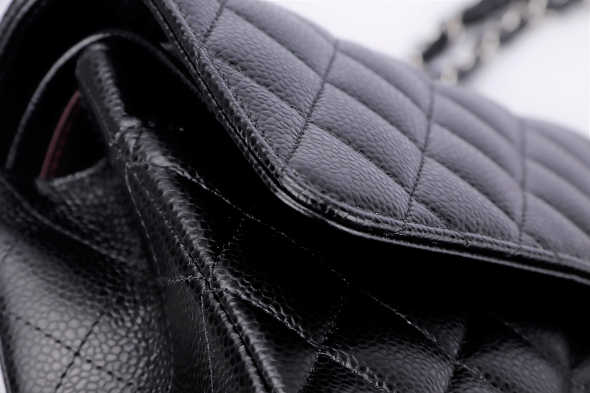 Chanel Classic Flap (2676xxxx) Medium Size Black Caviar Leather, Silver Hardware, with Card, Dust Cover & Box