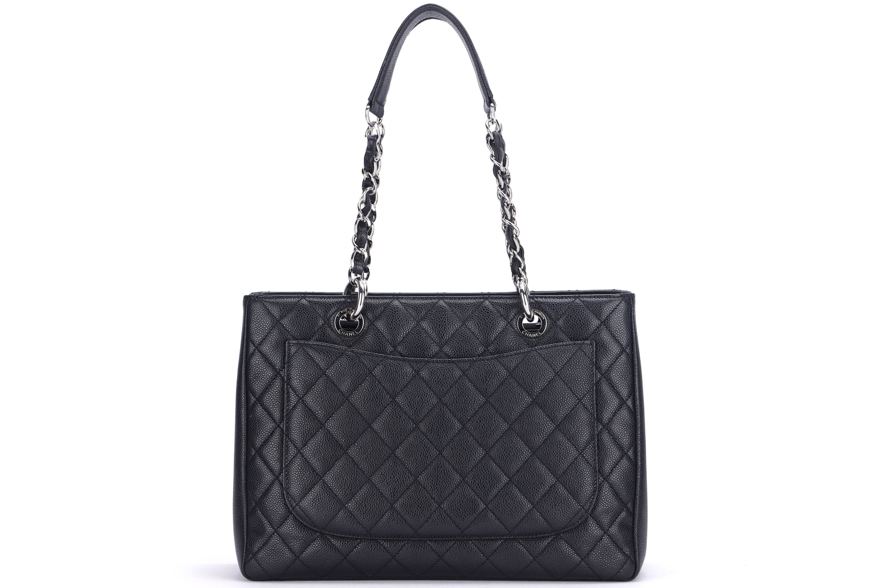 CHANEL GST (1987xxxx) BLACK CAVIAR LEATHER, SILVER HARDWARE, WITH CARD, NO DUST COVER & BOX