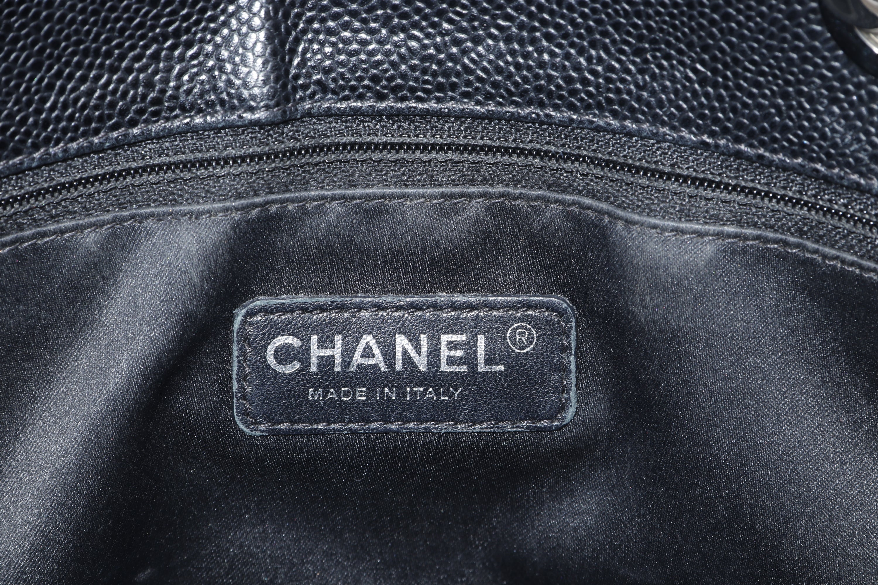 CHANEL GST (1987xxxx) BLACK CAVIAR LEATHER, SILVER HARDWARE, WITH CARD, NO DUST COVER & BOX