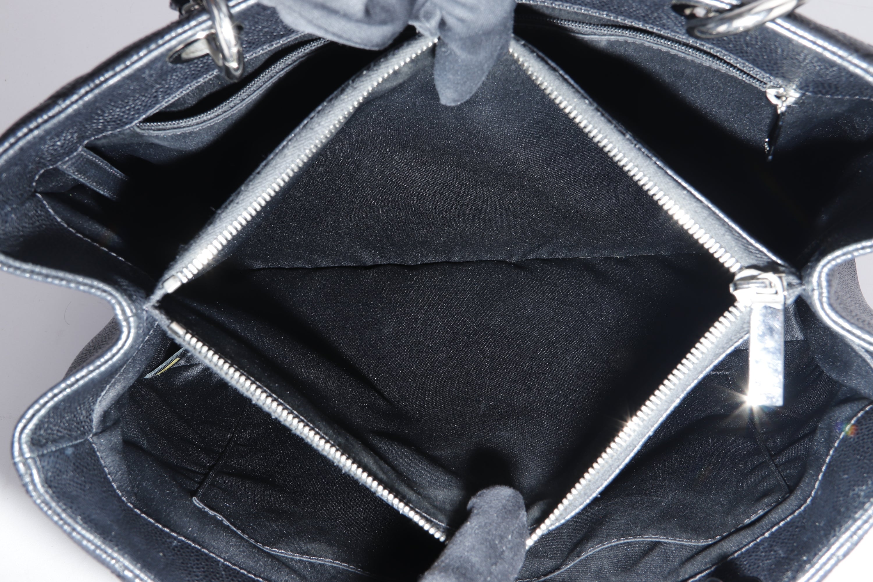 CHANEL GST (1987xxxx) BLACK CAVIAR LEATHER, SILVER HARDWARE, WITH CARD, NO DUST COVER & BOX