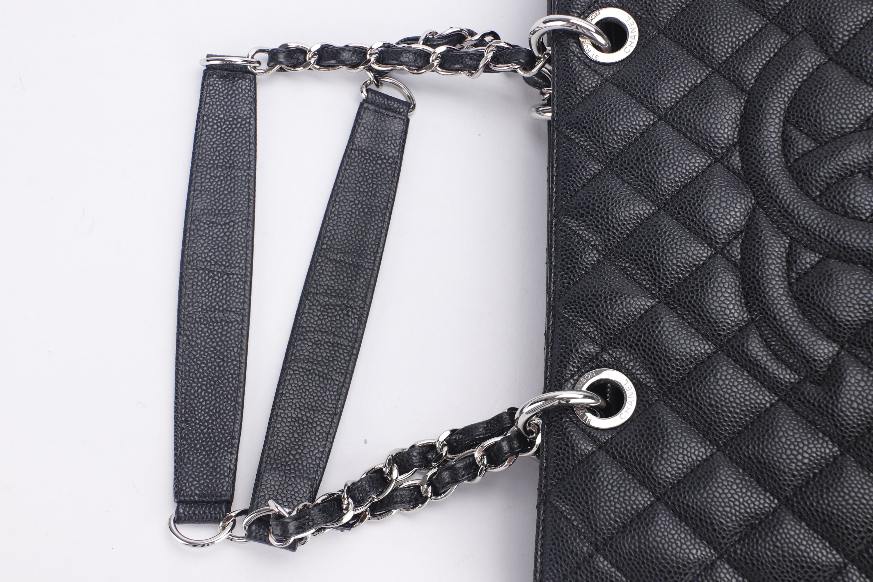 CHANEL GST (1987xxxx) BLACK CAVIAR LEATHER, SILVER HARDWARE, WITH CARD, NO DUST COVER & BOX