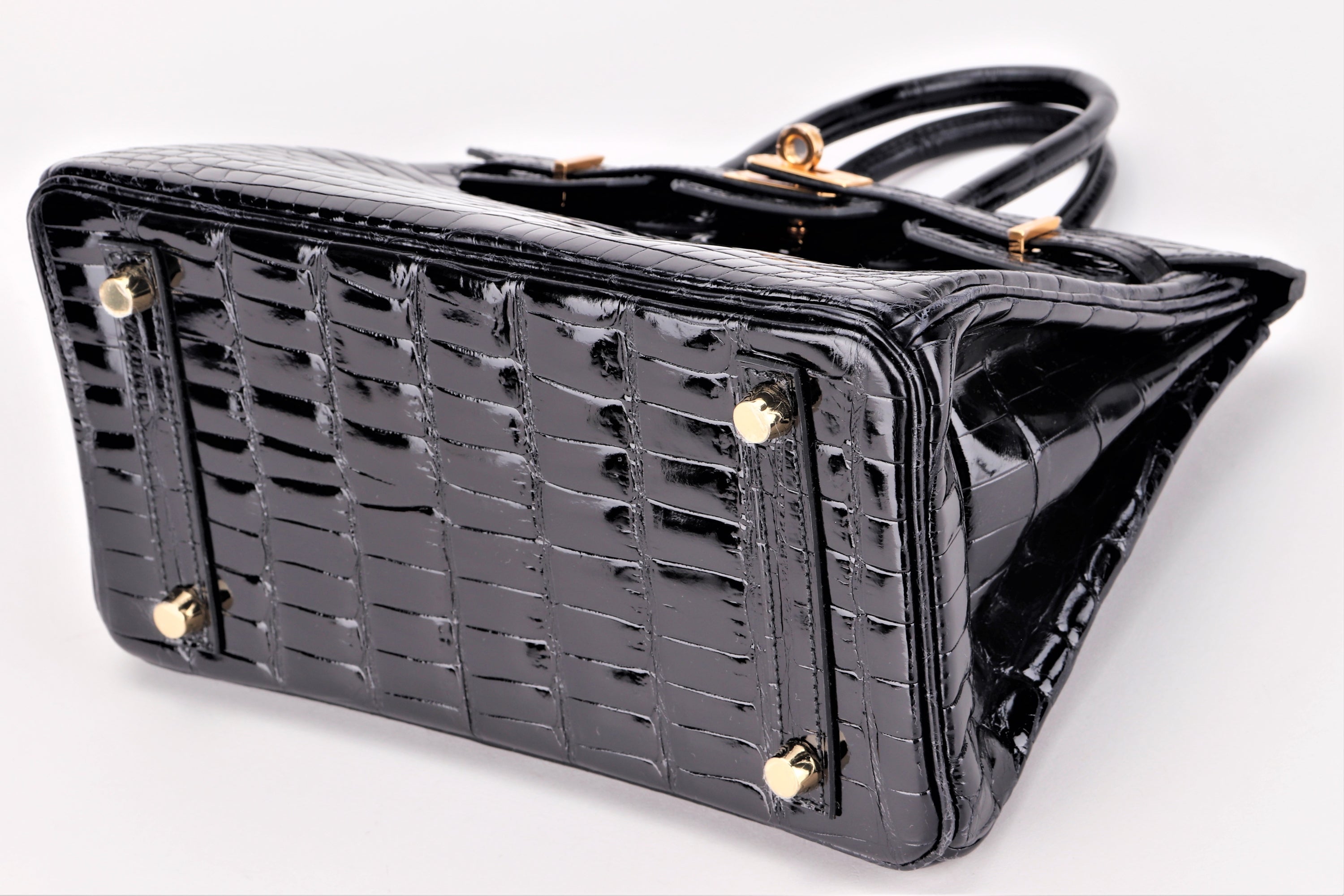 (EXOTIC) HERMES BIRKIN 25CM (STAMP U) BLACK NILO SHINY WITH GOLD HARDWARE, WITH KEYS, LOCK, RAINCOAT, CITIES, DUST COVER & BOX