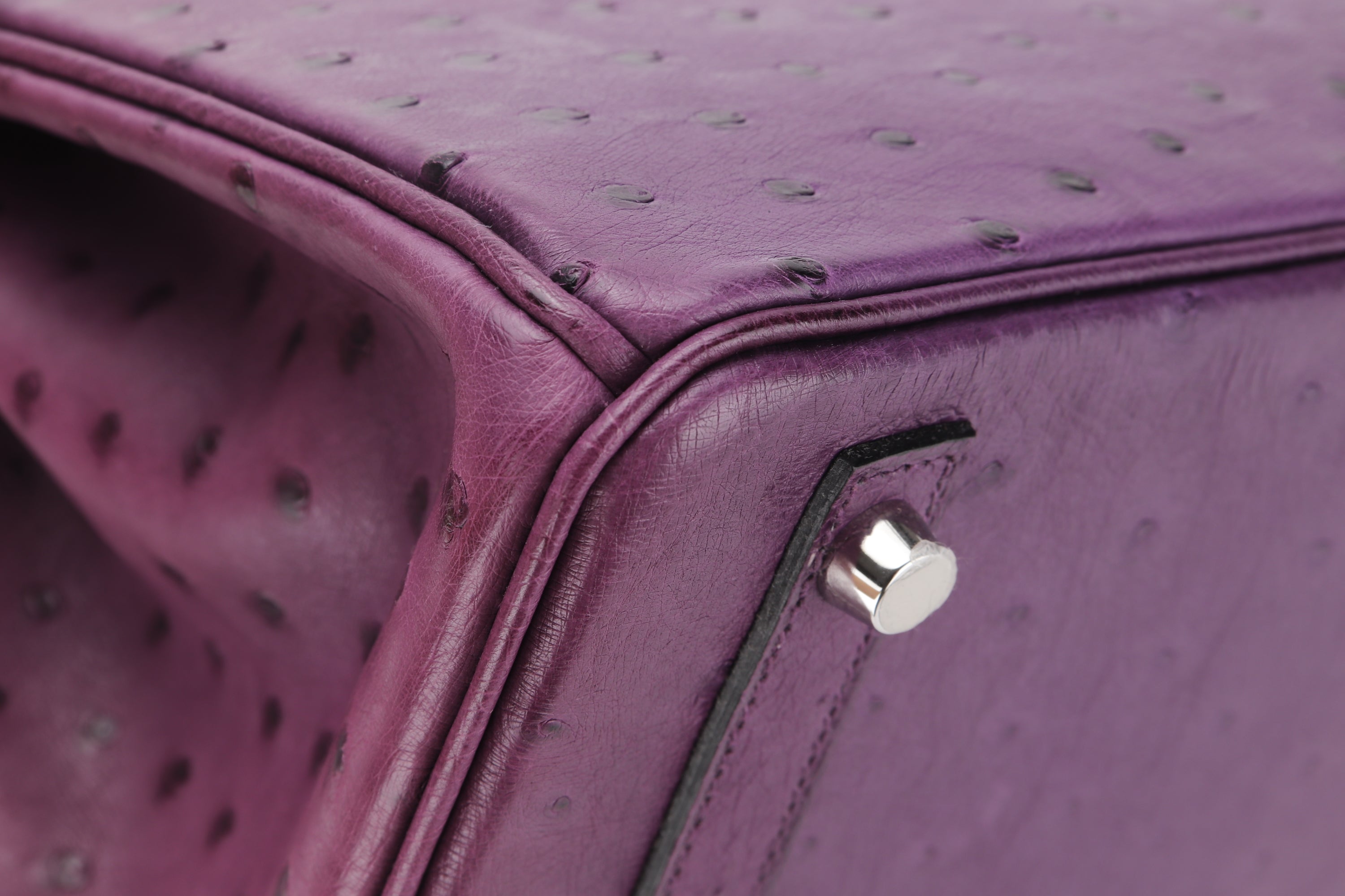 (EXOTIC) HERMES BIRKIN 30 (STAMP C) OSTRICH VIOLET SILVER HARDWARE, WITH LOCK, KEYS, RAINCOAT, DUST COVER & BOX
