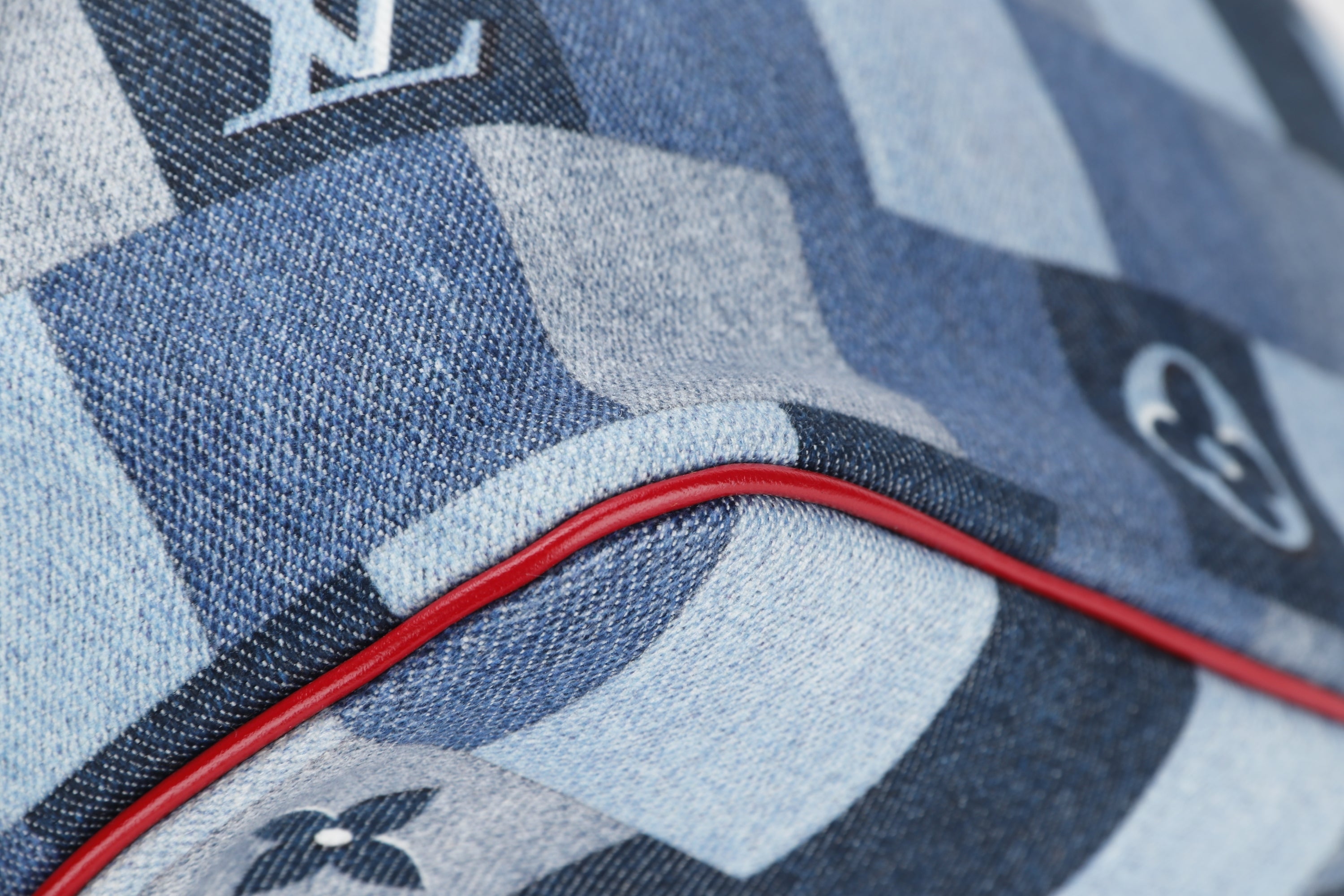 LOUIS VUITTON M44981 DENIM PATCHWORK NEVERFULL (AR5109) MM SIZE RED TRIM, WITH POUCH & DUST COVER