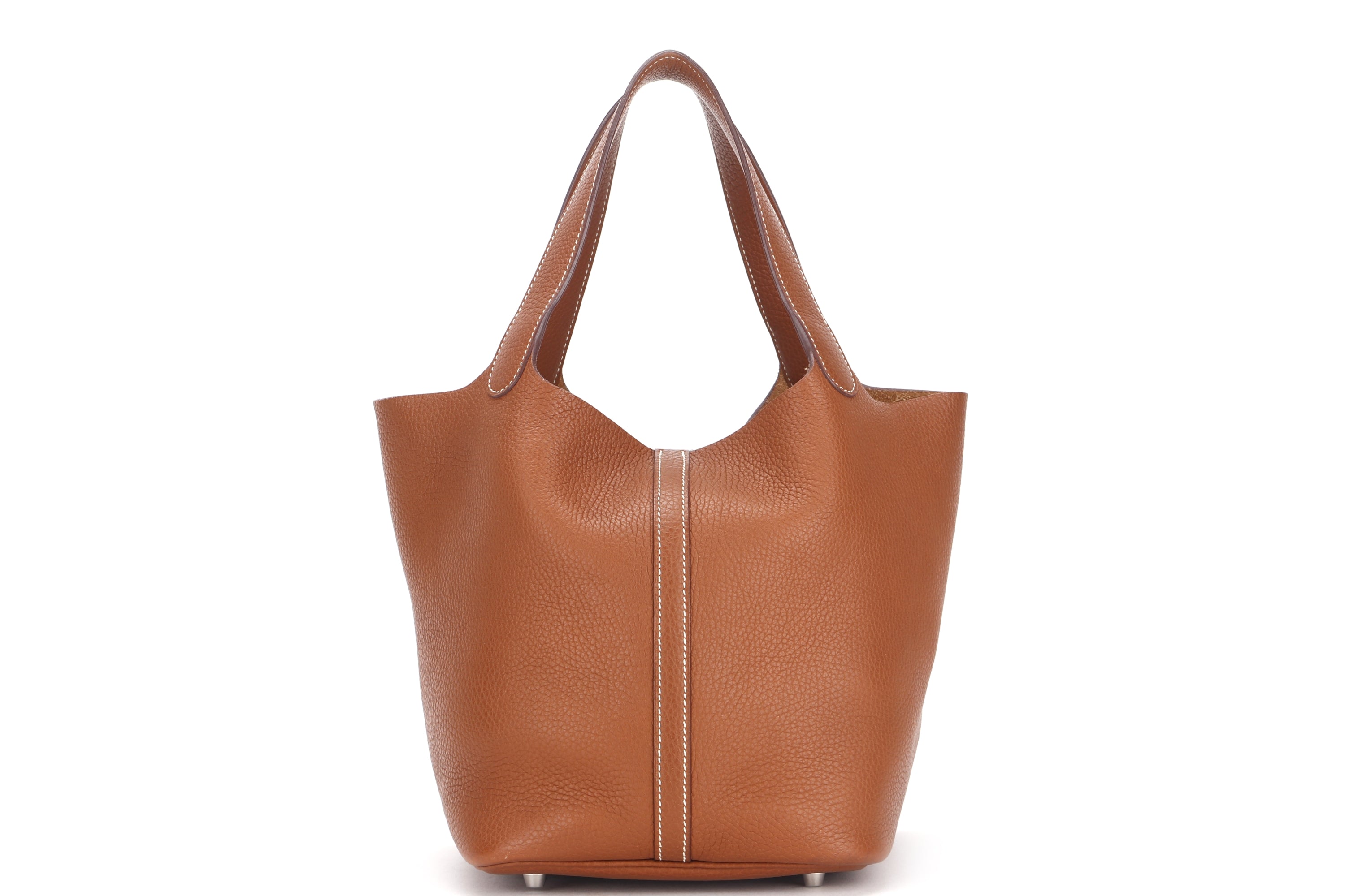 HERMES PICOTIN 22 (STAMP X) GOLD CLEMENCE PALLADIUM HARDWARE, WITH KEYS, LOCK & DUST COVER