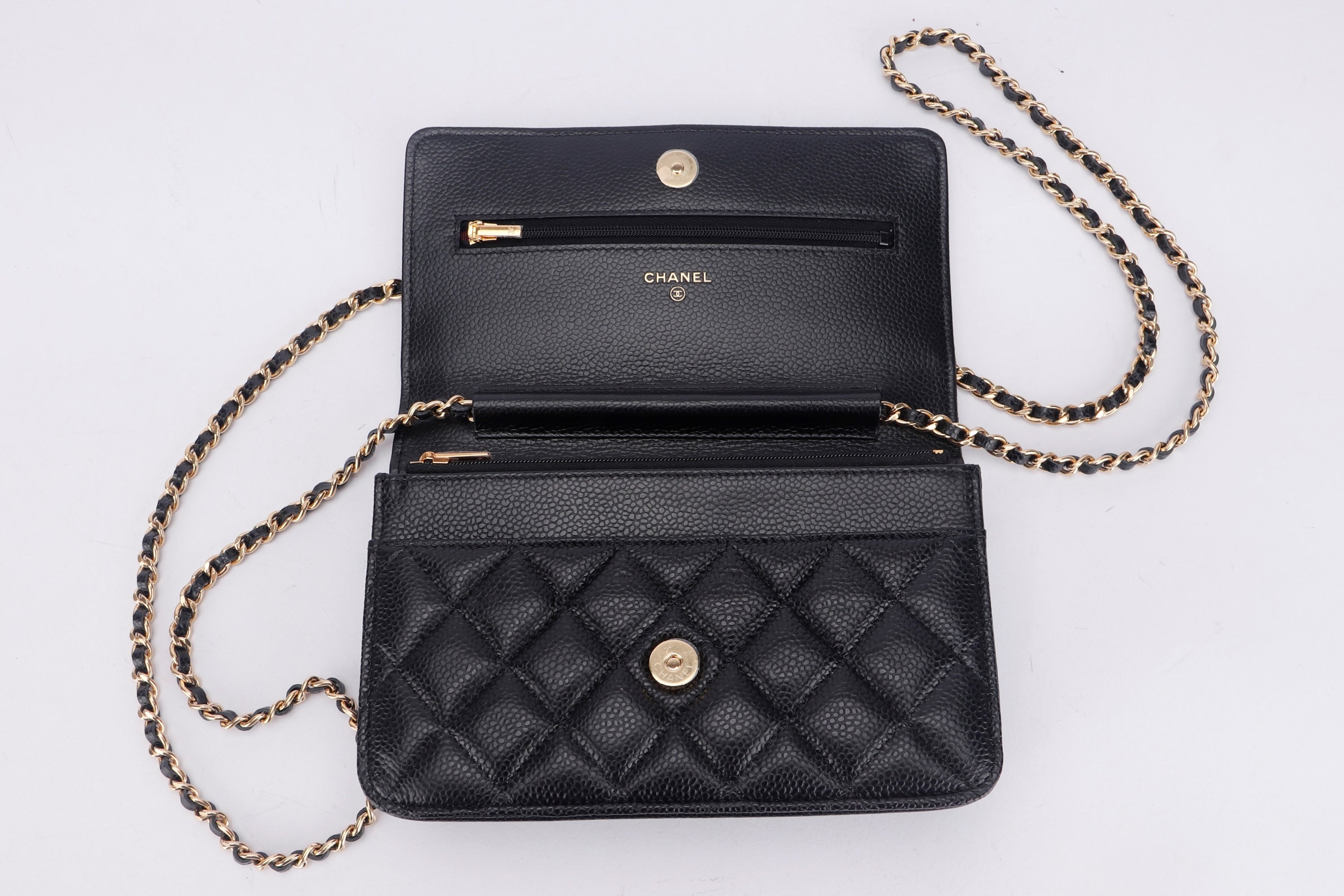 CHANEL CLASSIC WOC (H1GAxxxx) BLACK CAVIAR GOLD HARDWARE, WITH DUST COVER & BOX