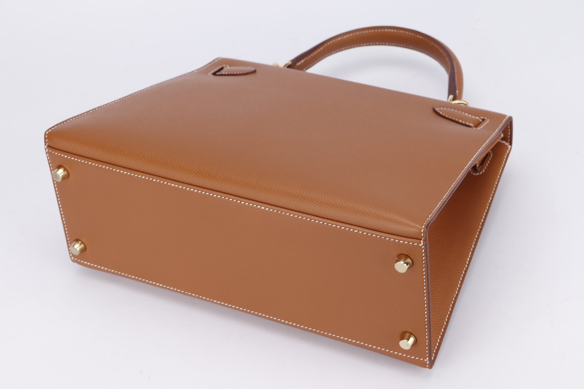 Hermes Kelly 28 Sellier (Stamp U) Gold Color Epsom Leather, Gold Hardware, with Strap, Keys, Lock, Raincoat, Dust Cover & Box