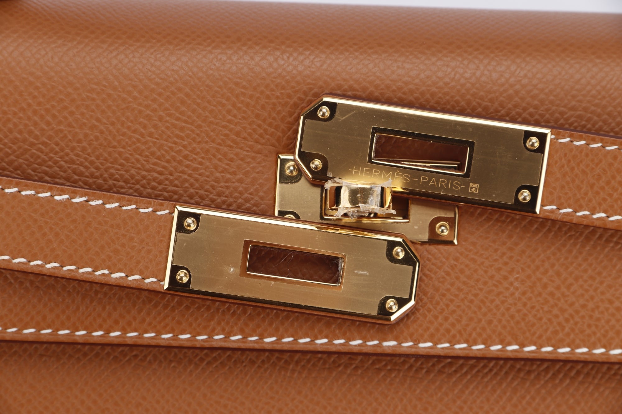 Hermes Kelly 28 Sellier (Stamp U) Gold Color Epsom Leather, Gold Hardware, with Strap, Keys, Lock, Raincoat, Dust Cover & Box