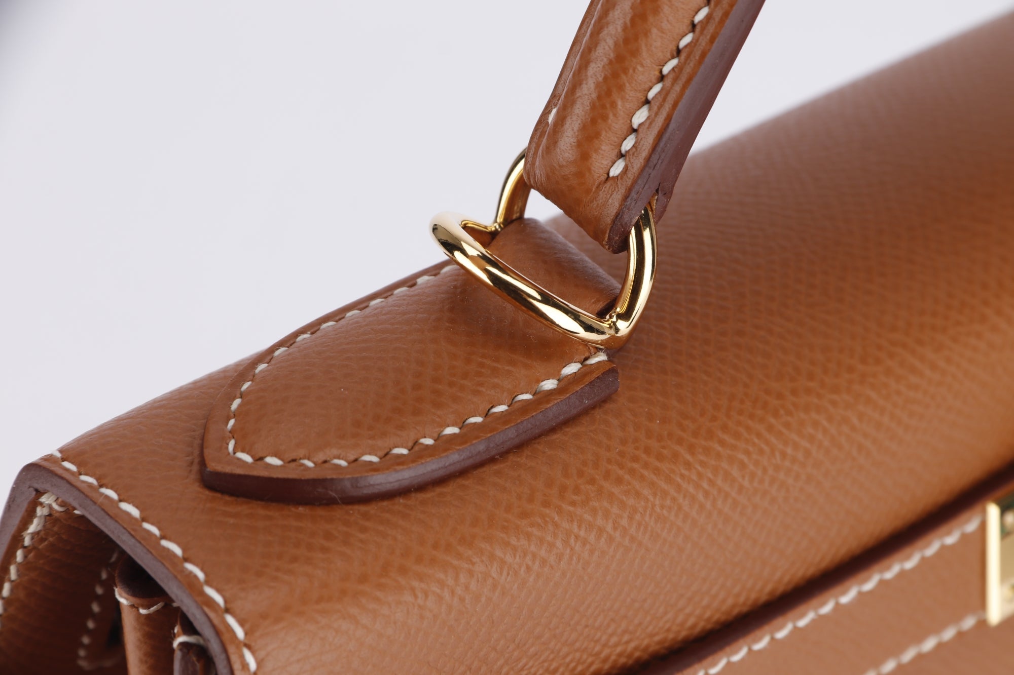 Hermes Kelly 28 Sellier (Stamp U) Gold Color Epsom Leather, Gold Hardware, with Strap, Keys, Lock, Raincoat, Dust Cover & Box