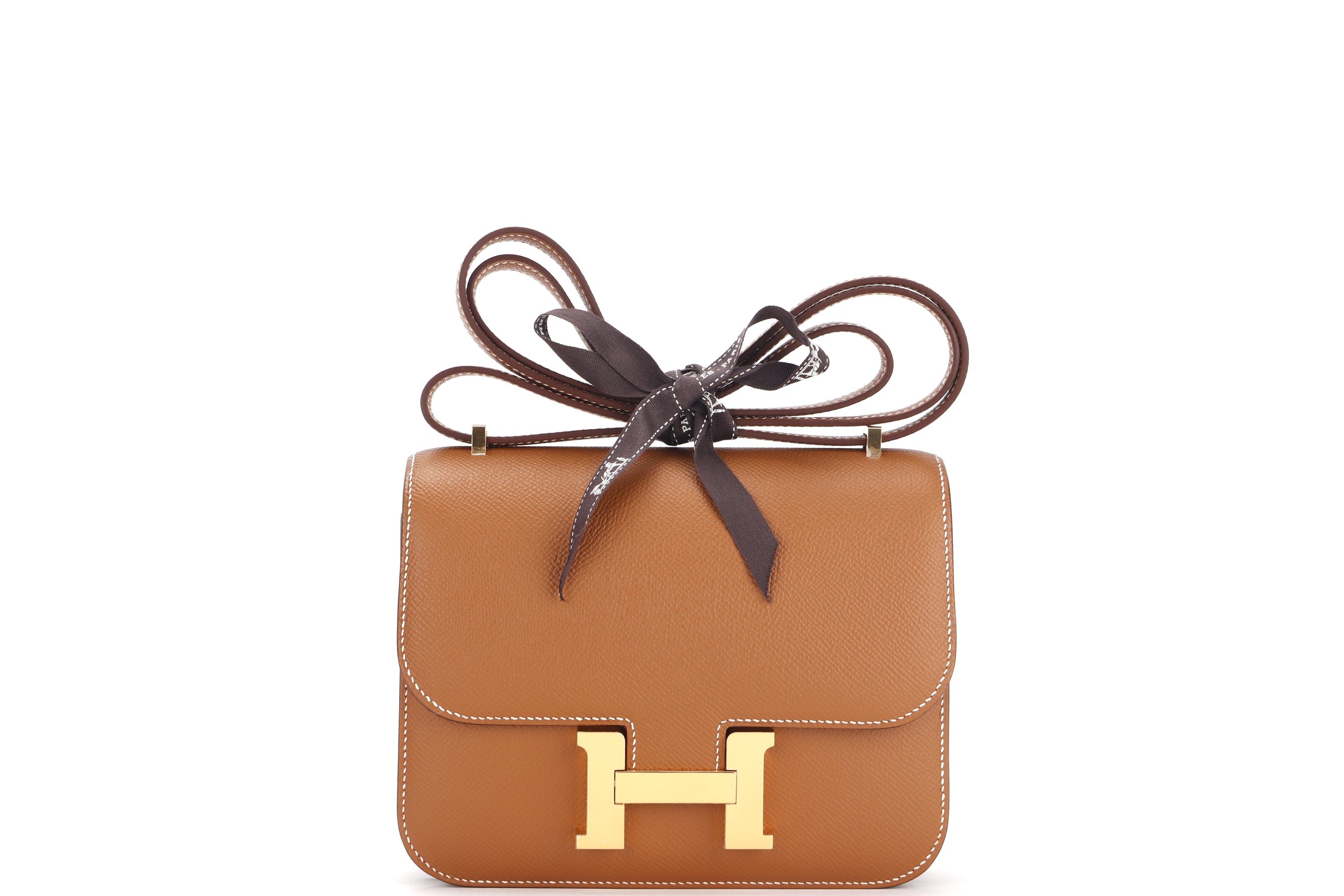 HERMES CONSTANCE 18CM (STAMP U) GOLD COLOR EPSOM LEATHER, GOLD HARDWARE, WITH DUST COVER & BOX