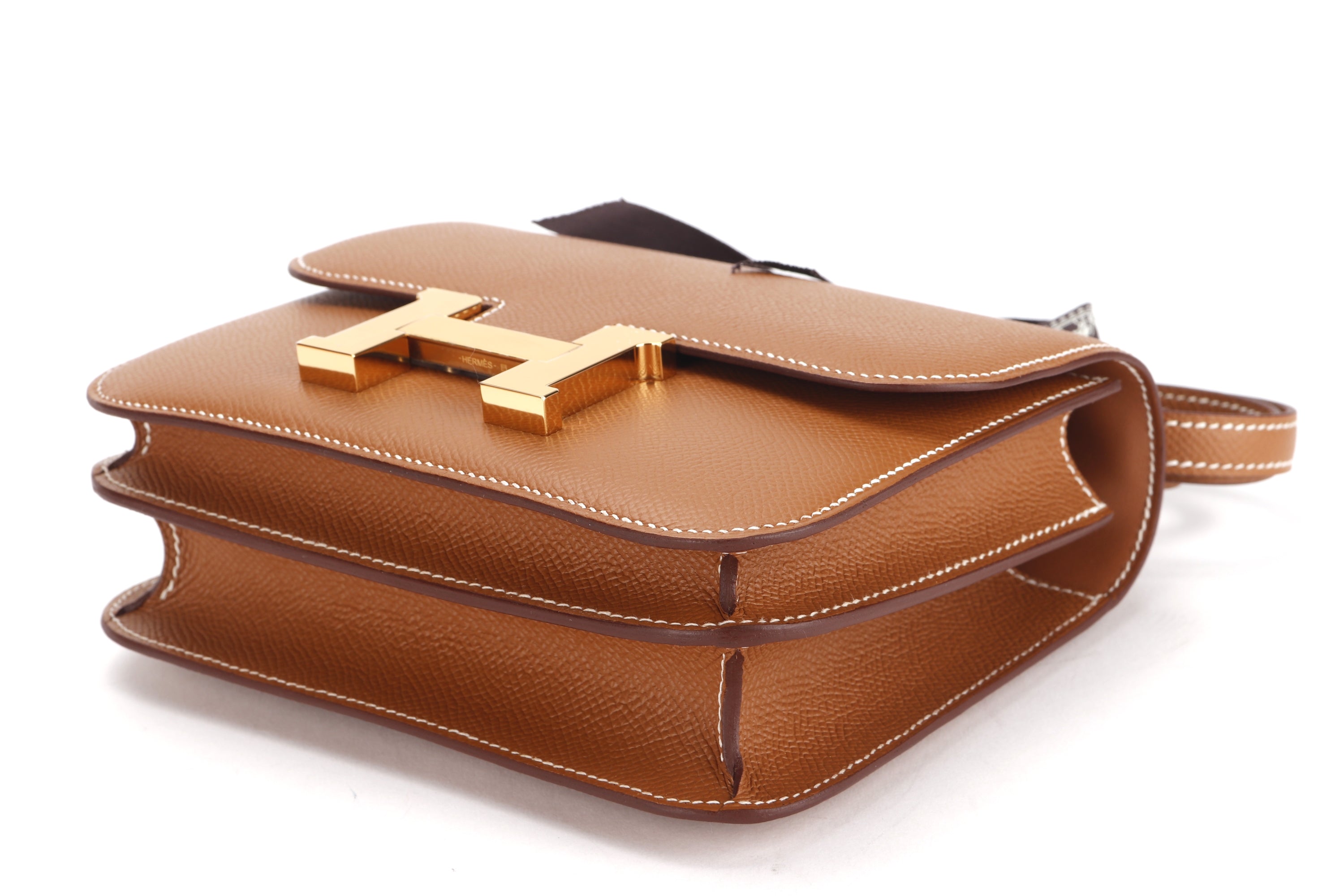 HERMES CONSTANCE 18CM (STAMP U) GOLD COLOR EPSOM LEATHER, GOLD HARDWARE, WITH DUST COVER & BOX