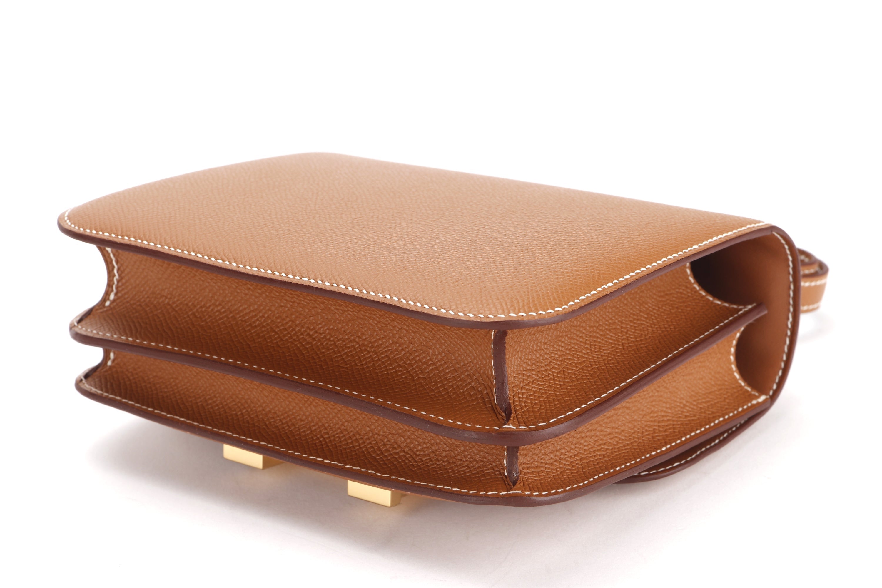 HERMES CONSTANCE 18CM (STAMP U) GOLD COLOR EPSOM LEATHER, GOLD HARDWARE, WITH DUST COVER & BOX