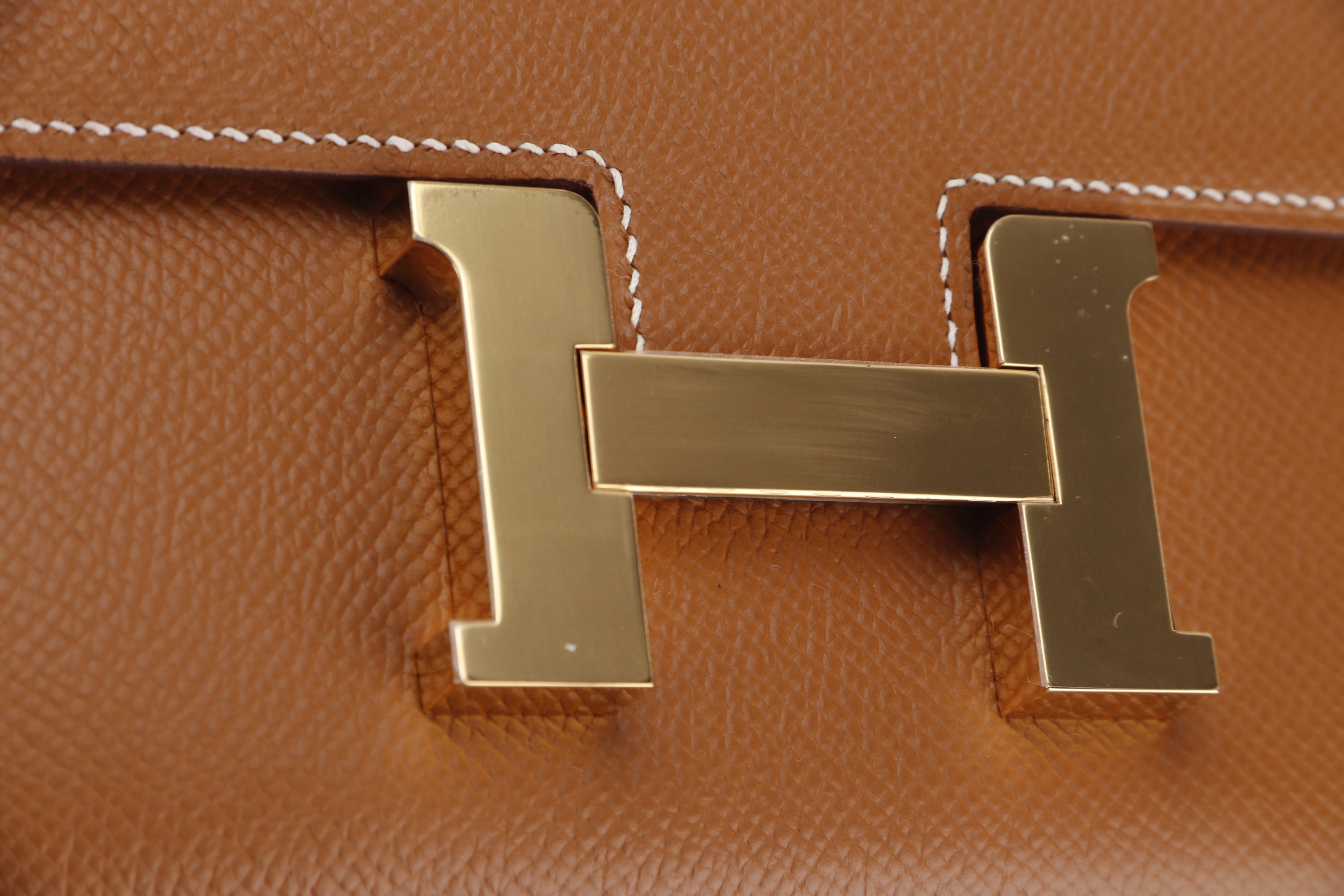 HERMES CONSTANCE 18CM (STAMP U) GOLD COLOR EPSOM LEATHER, GOLD HARDWARE, WITH DUST COVER & BOX