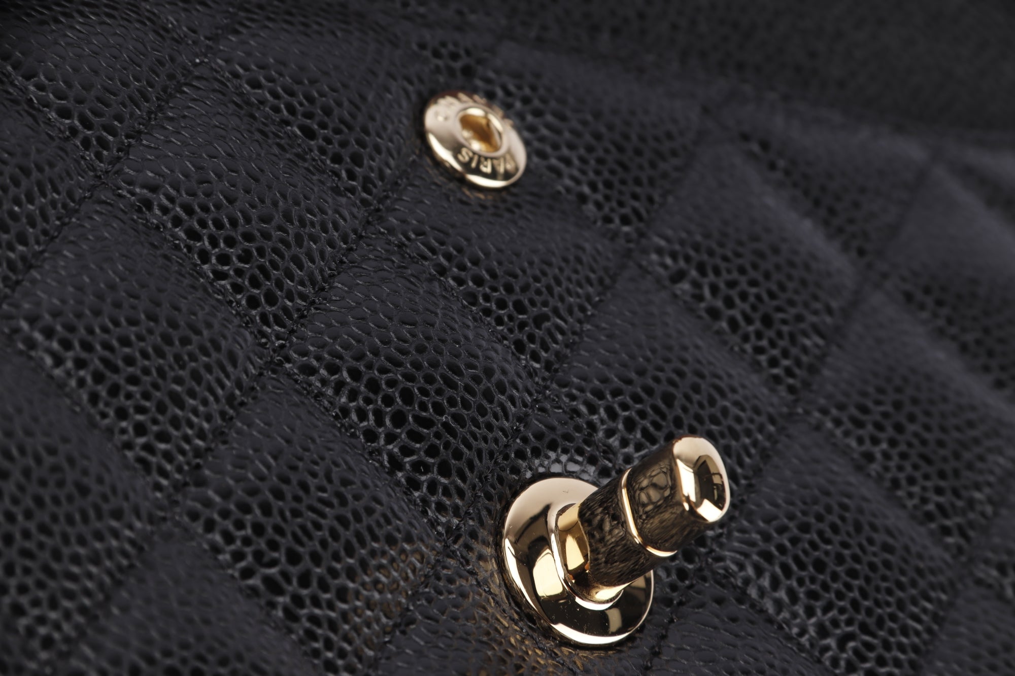 Chanel Classic Flap (KT42xxxx) Medium Size Black Caviar Leather Gold Hardware, with Dust Cover & Box
