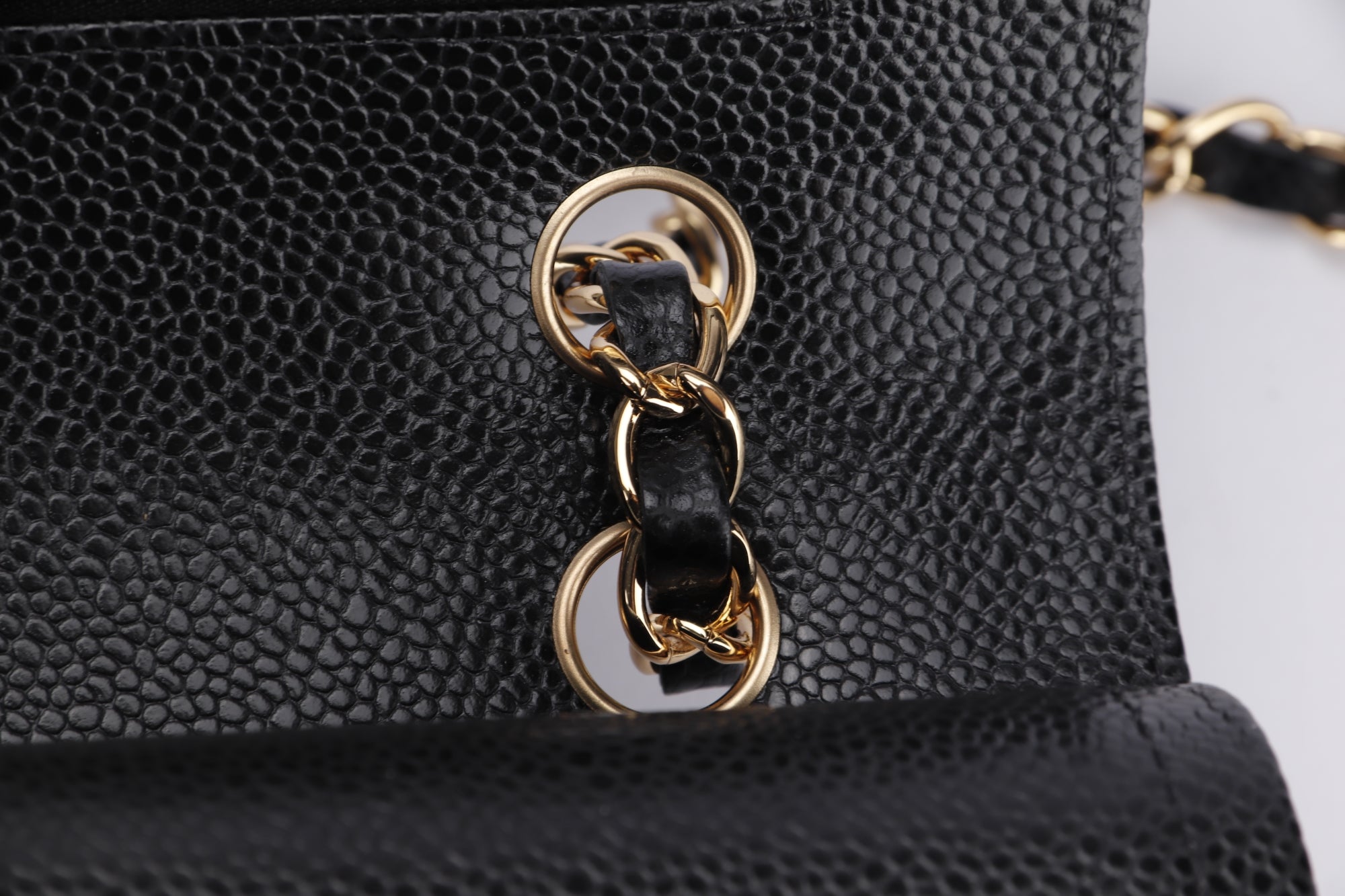 Chanel Classic Flap (KT42xxxx) Medium Size Black Caviar Leather Gold Hardware, with Dust Cover & Box
