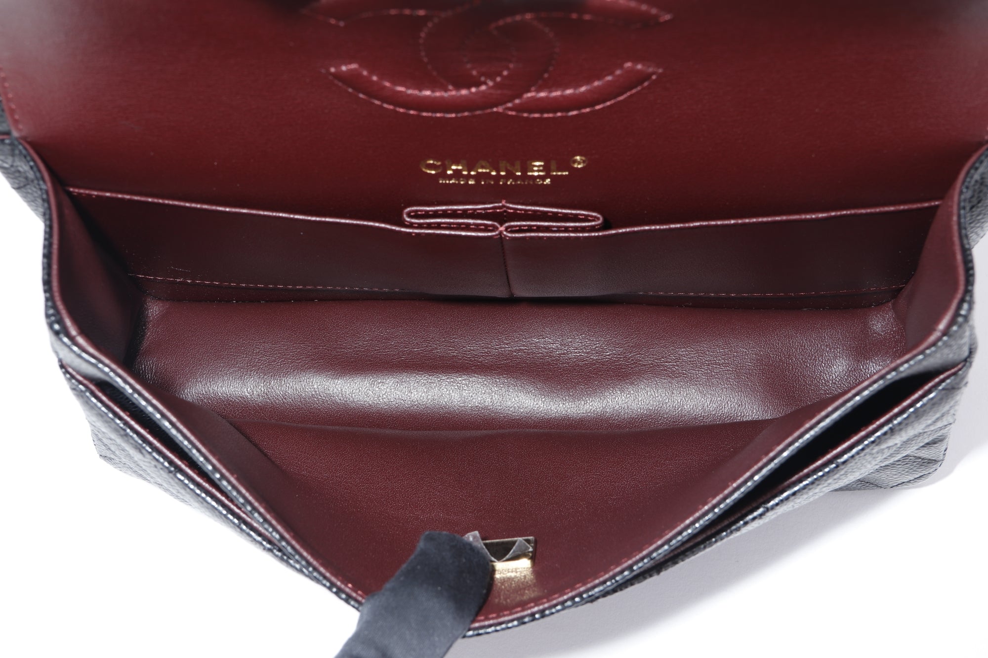 Chanel Classic Flap (KT42xxxx) Medium Size Black Caviar Leather Gold Hardware, with Dust Cover & Box