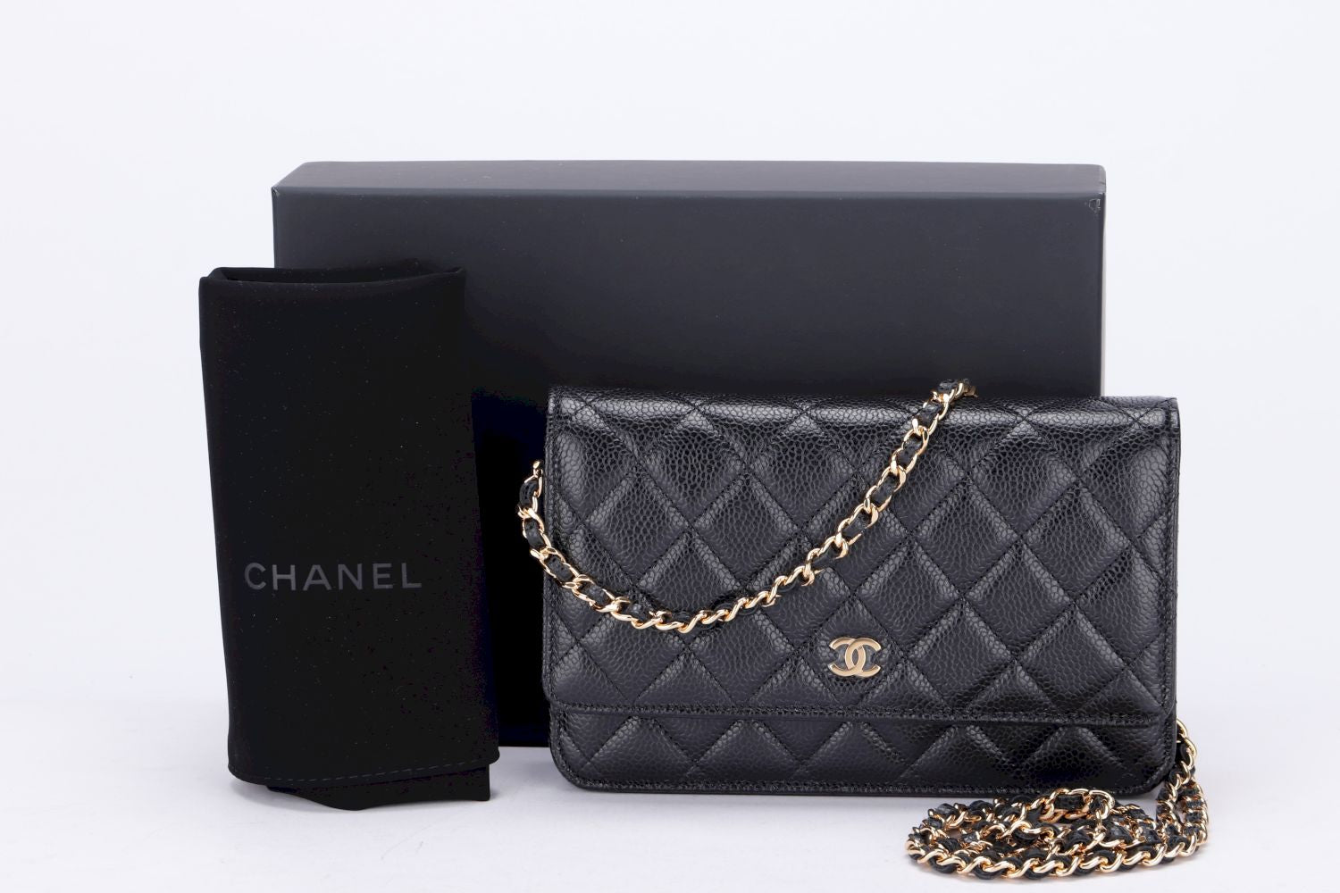 Chanel Classic Wallet On Chain (N24Cxxxx) Black Caviar, Gold Hardware, with Dust Cover & Box