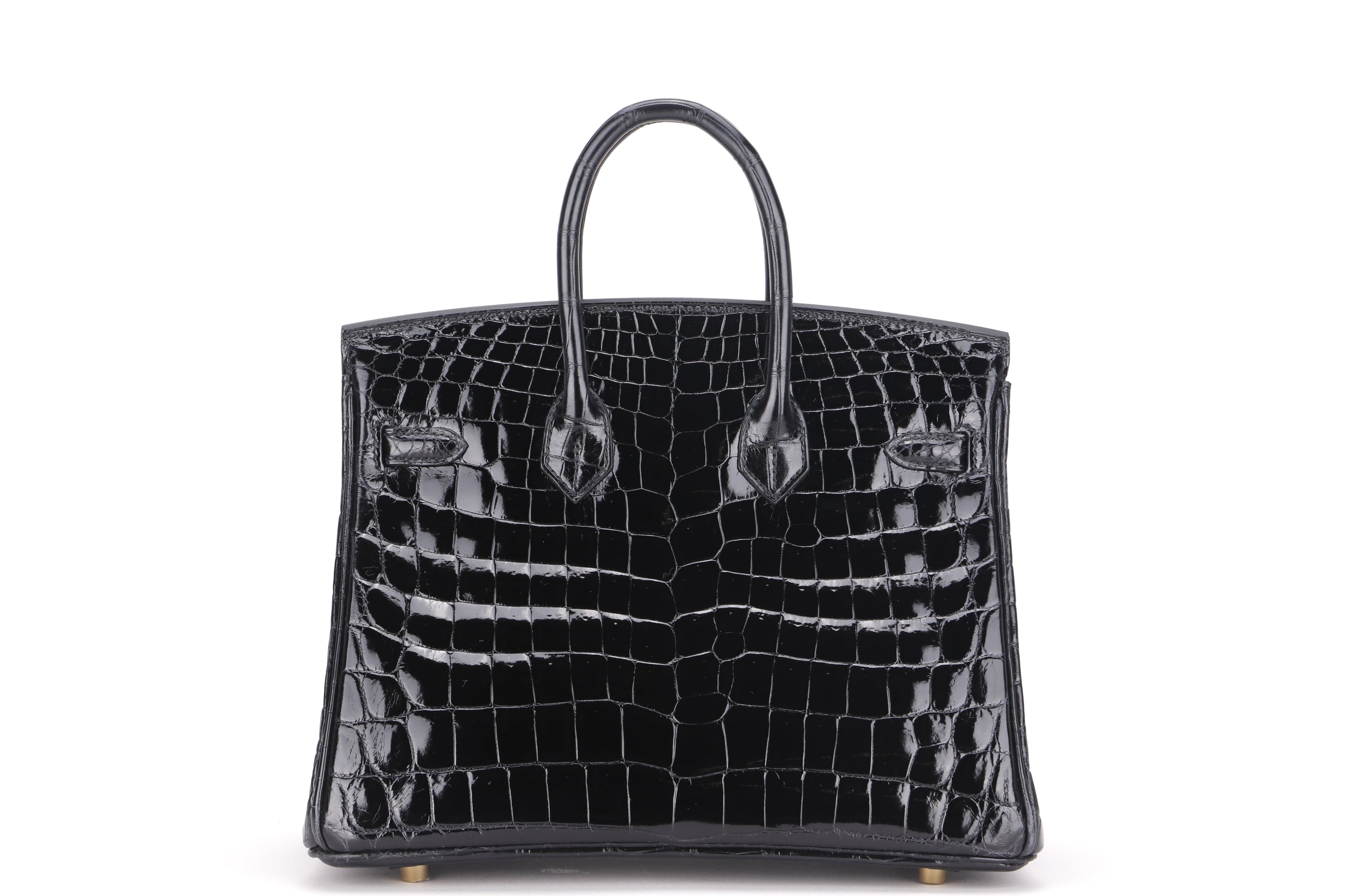 (EXOTIC) HERMES BIRKIN 25CM (STAMP U) BLACK NILO SHINY WITH GOLD HARDWARE, WITH KEYS, LOCK, RAINCOAT, CITIES, DUST COVER & BOX