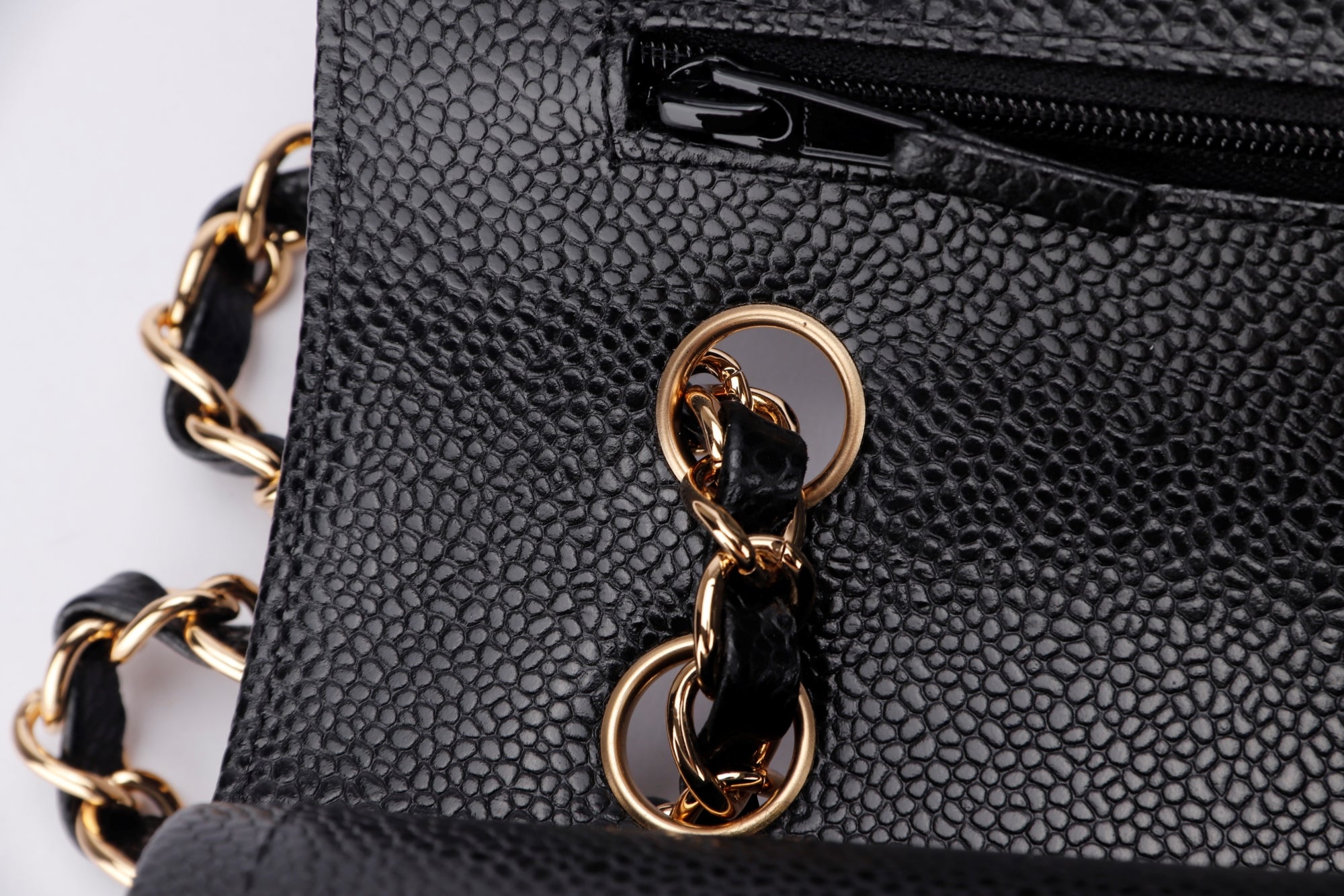 Chanel Classic Flap (KT42xxxx) Medium Size Black Caviar Leather Gold Hardware, with Dust Cover & Box